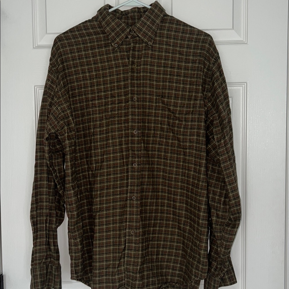 Lands' End brown and Red Plaid Shirt